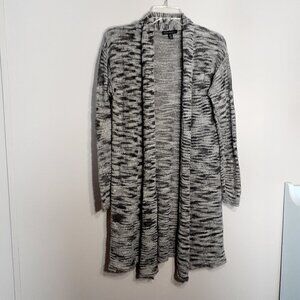 Women's PARKHURST Gray Variegated Cardigan Sweater; Loose Weave; Size S/M